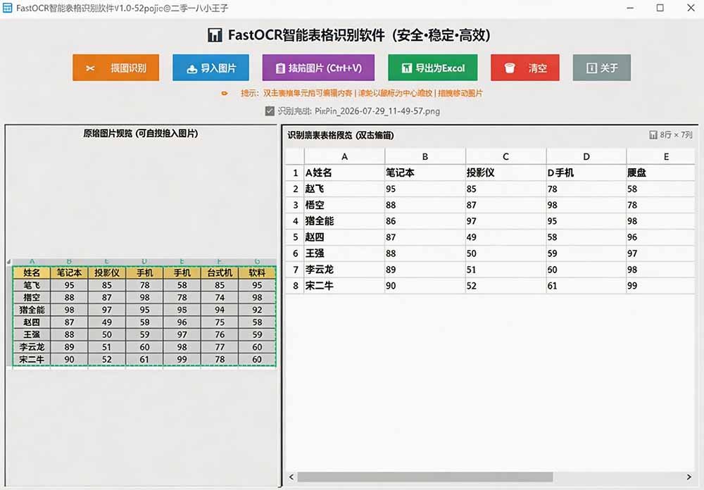 （19609期）体积仅70MB，图片一键智能提取表格工具来了！完全免费且离线使用，FastOCR智能表格识别软件V1.0插图3