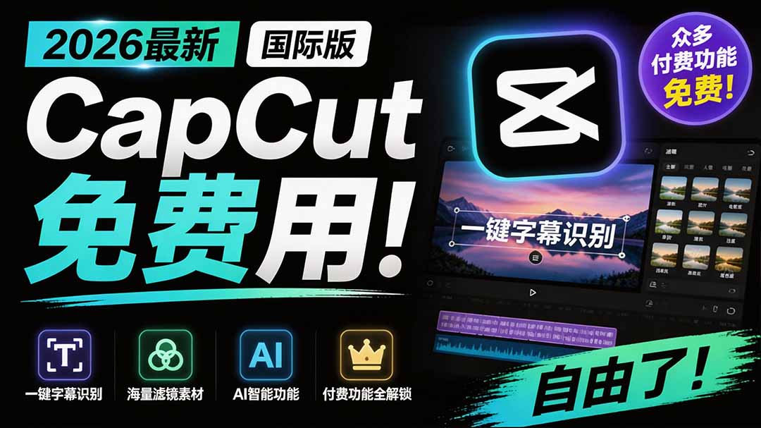 (19621期)2026最新国际版剪映!CapCut 众多付费功能免费用,一键字幕识别 / 滤镜素材 / AI智能功能自由了 CapCut插图1 (19621期)2026最新国际版剪映!CapCut 众多付费功能免费用,一键字幕识别 / 滤镜素材 / AI智能功能自由了 CapCut插图1