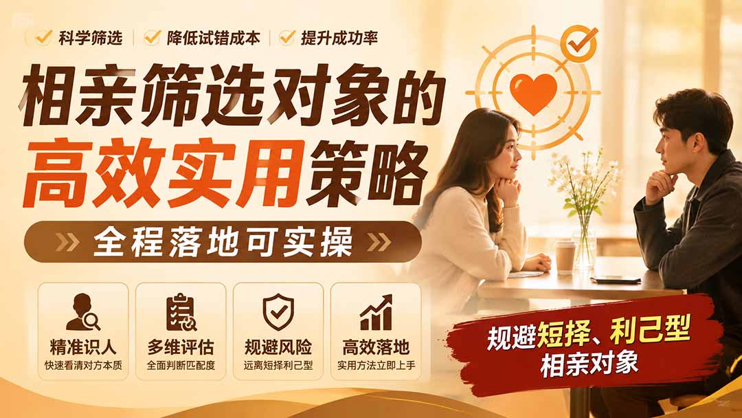 (19727期) 付费文章:相亲筛选对象的高效实用策略,全程落地可实操,规避短择、利己型相亲对象插图 (19727期) 付费文章:相亲筛选对象的高效实用策略,全程落地可实操,规避短择、利己型相亲对象插图