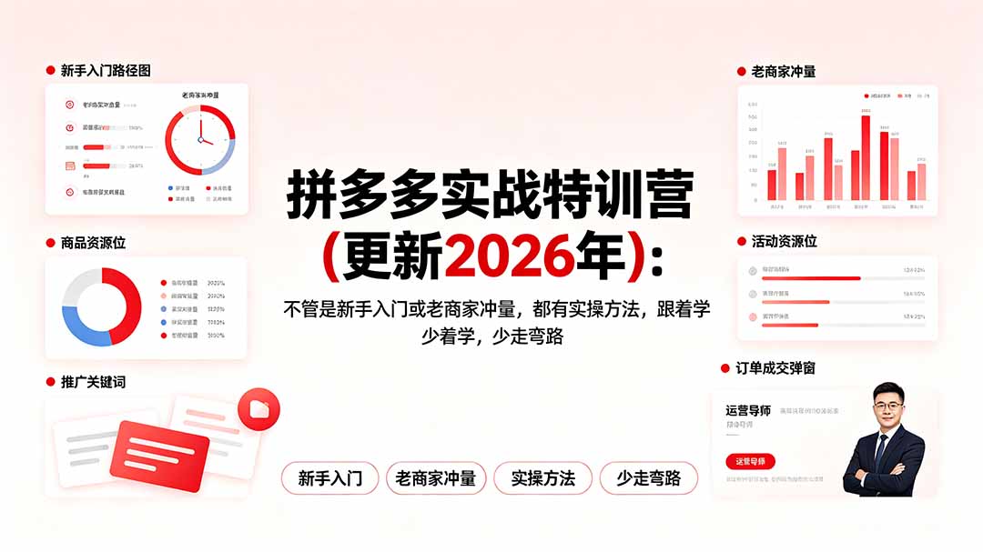 (19724期)拼多多实战特训营(更新2026年):不管是新手入门或老商家冲量,都有实操方法,跟着学,少走弯路插图 (19724期)拼多多实战特训营(更新2026年):不管是新手入门或老商家冲量,都有实操方法,跟着学,少走弯路插图