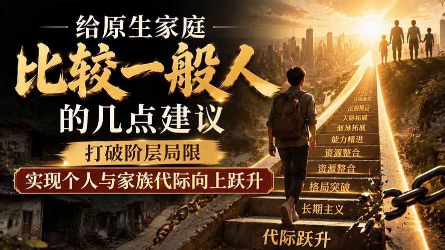 (19708期)付费文章:给原生家庭比较一般人的几点建议,打破阶层局限,实现个人与家族代际向上跃升插图 (19708期)付费文章:给原生家庭比较一般人的几点建议,打破阶层局限,实现个人与家族代际向上跃升插图