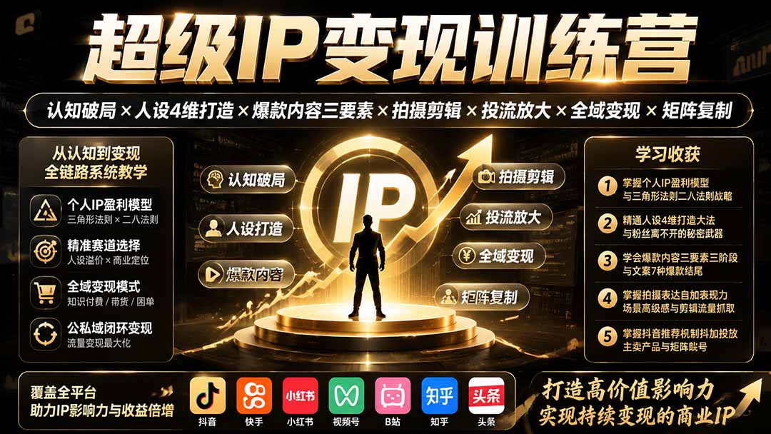 （19692期）超级IP变现训练营：认知破局×人设4维打造×爆款内容三要素×拍摄剪辑×投流放大×全域变现×矩阵复制插图