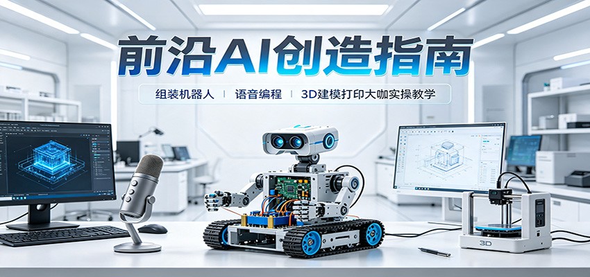 前沿AI创造指南:组装机器人、语音编程、3D建模打印大咖实操教学插图 前沿AI创造指南:组装机器人、语音编程、3D建模打印大咖实操教学插图