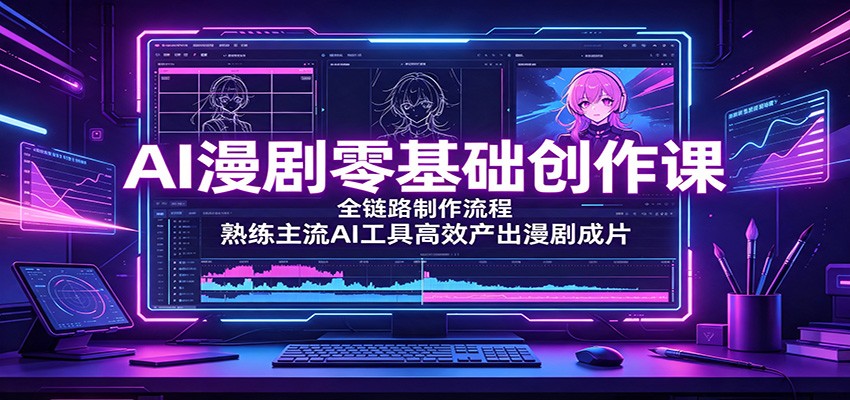 AI漫剧零基础创作课：全链路制作流程，熟练主流AI工具高效产出漫剧成片插图