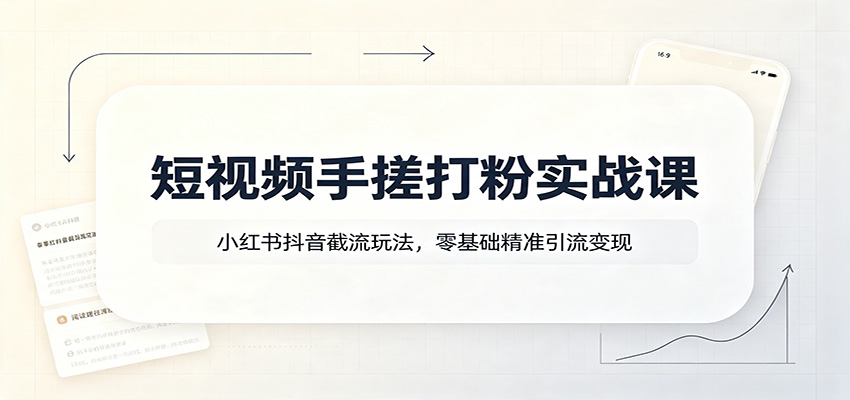 短视频手搓打粉实战课:小红书抖音截流玩法,零基础精准引流变现插图 短视频手搓打粉实战课:小红书抖音截流玩法,零基础精准引流变现插图