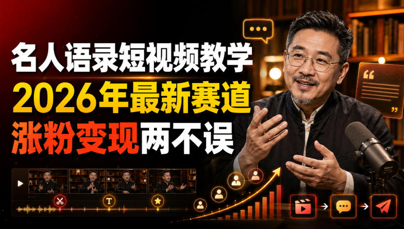 名人语录短视频教学，2026年最新赛道，涨粉变现两不误插图