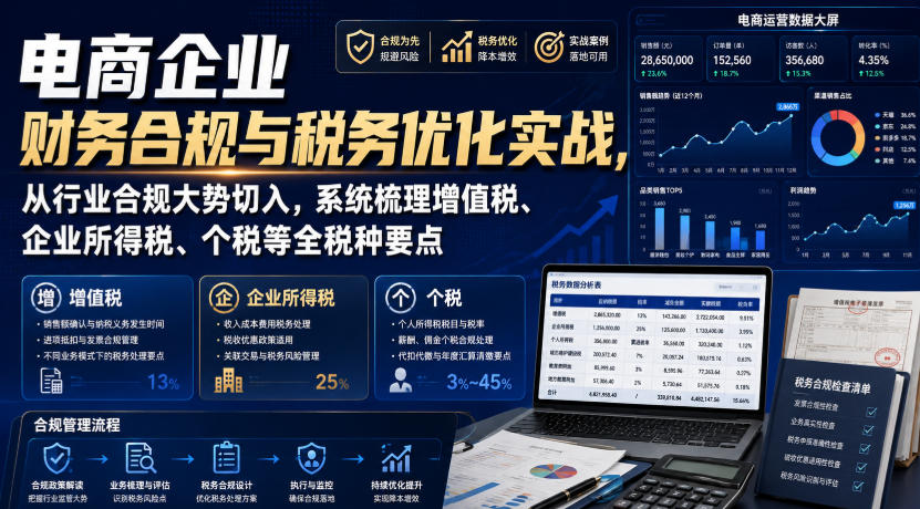 电商企业财务合规与税务优化实战，从行业合规大势切入，系统梳理增值税、企业所得税、个税等全税种要点插图