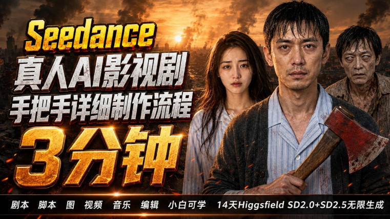3分钟真人AI影视剧怎么做？SD 2.0手把手完整制作流程｜Higgsfield 14天SD 2.0/2.5无限生成插图