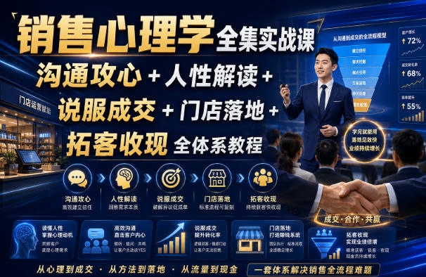 销售心理学全集实战课｜沟通攻心+人性解读+说服成交+门店落地+拓客收现全体系教程插图