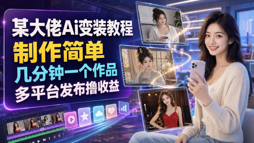 某大佬Ai变装教程，制作简单，几分钟一个作品，多平台发布撸收益插图