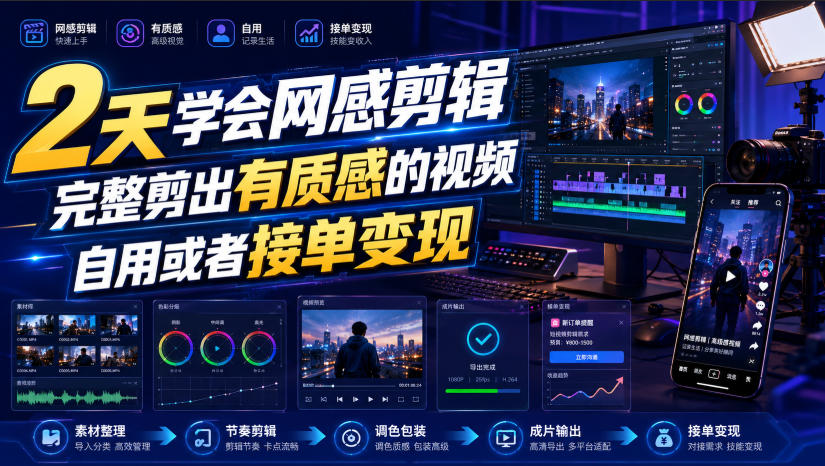 2天学会网感剪辑，完整剪出有质感的视频，自用或者接单变现插图